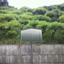 石垣の前に建てられている渡辺崋山の生涯を記した顕彰板です。