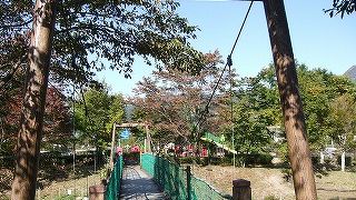 子ども用の遊具広場や水車発電小屋、吊り橋、親水公園、矢瀬遺跡などもあるし、紅葉も綺麗でした