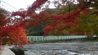 紅葉と清流、丹波山一の景色