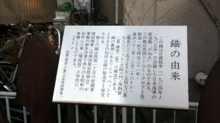 大きな錨が展示されている