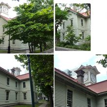 角地なので色々な角度から時計台を眺められます