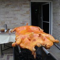 夕食のビュッフェ用豚の丸焼き\(◎o◎)／！