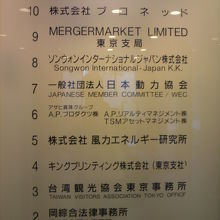 台湾観光協会東京事務所の入っている建物の階配置です。