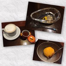 デザート3品とカップチーノ