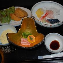 夕食、汁もの，香のものが付かずちょっと寂しい