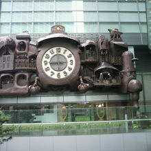 日テレ本社ビルの壁面に掲げられたからくり大時計です。