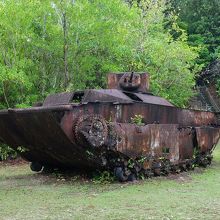 日本軍戦車のほか、米軍の水陸両用戦車も残っています。