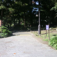 伊達政宗の案内板と交差点の道路標識の位置関係です。