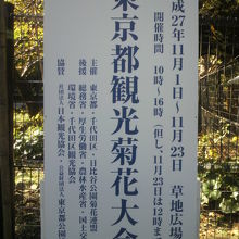 東京都観光菊花大会は、日比谷公園草地広場で開催されていました