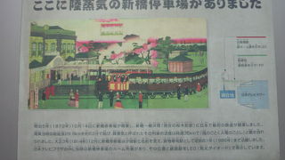 日本の鉄道発祥の舞台となった新橋の停車場が汐留の一角に保存されています。