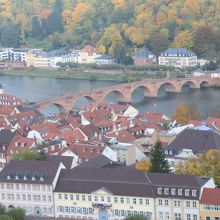 お城のテラスから見たハイデルベルクの町です。