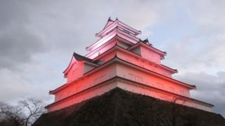 ピンクに染まった鶴ヶ城