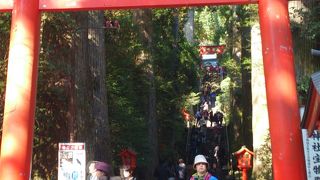 芦ノ湖のほとり、参拝客で賑やかな神社