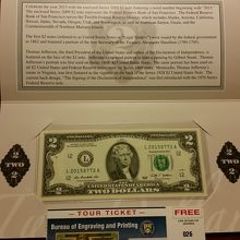 チケット　2ドル札