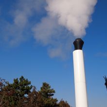 真っ白な蒸気が上がります