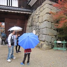 真田石を見ている観光客