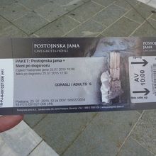 入場チケット。時間指定で洞内滞在は約２時間です