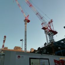 銀座松坂屋跡地の建設現場　骨組みが少しずつできつつありました