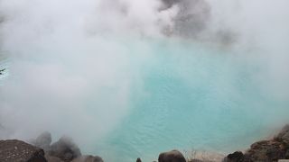コバルトブルーの海地獄は庭園もきれいです
