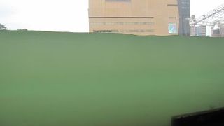 川底から町を見上げて