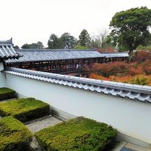 西庭。塀の向こうには通天橋や洗玉澗が見えます。