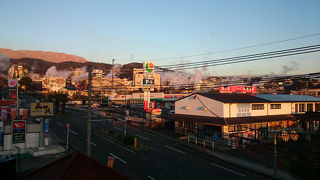 火事かと思うほどの湯煙