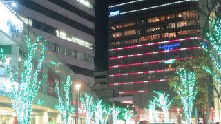 一面緑の幻想的なイルミネーション