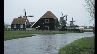 伝統的な風車が見られるアムステルダム近郊の屋外博物館