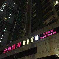 ホテル外観。夜なので見えずらいですね。