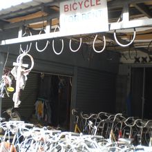 レンタル自転車店は、いたるところに、多数あります。