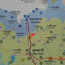 ノンカイのワット・ポーチャイは、赤▲印の場所にあります。