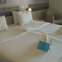 客室内のベットの様子です。ベットは、広くゆったりしています。