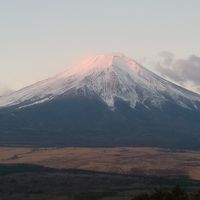 ベランダからの朝焼けの富士山