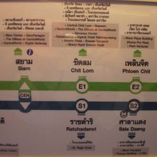 ＢＴＳ標識です。スクウィッヴィット線とシーロム線の交差駅です