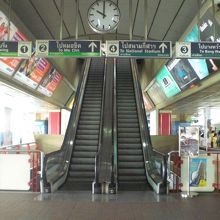 サイアム駅の案内です。西向きへのホームは、階上にあります。