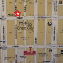 金春湯の場所は、銀座の中央通り近くの金春通りの西側にあります