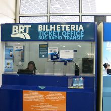 BRTのチケットブース、BRT＋メトロはとても安い