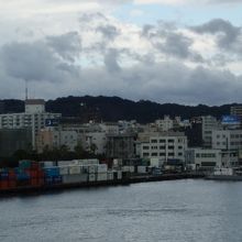鹿児島新港より見た城山全景
