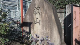 魚河岸水神社の鳥居の手前左手に「旗山」と刻まれた石碑があります