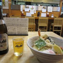 うどんとビール