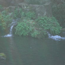 滝見の茶屋から見た滝の水の流れです。滝を見ながらの茶点てです