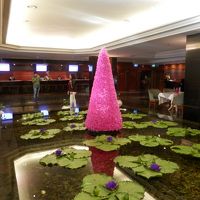 ホテルのロビーには池があり名前の通り蓮の花が咲いてます