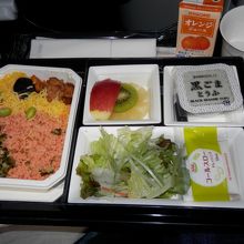 朝御飯は鮭弁当です。美味しいけど少な目です。