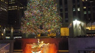 ロックフェラーセンターのクリスマスツリー、昼も綺麗だったけれど、夜はもっと綺麗でした。