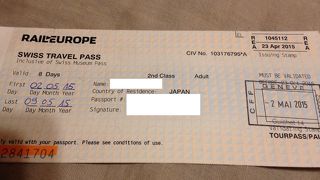 【日本で購入】スイストラベルパス【2等8日間 39500円】