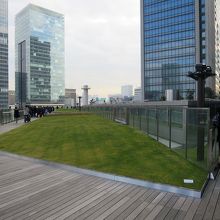 芝生の緑を見ながら、右手へ進みます