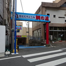 誕生寺入口から見た遊覧船乗り場です。