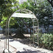 果樹とハーブの見本園との表示のあるコーナーです。緑の区画です