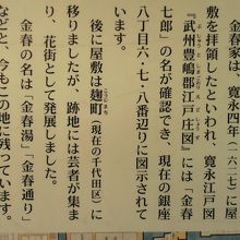 標識板には、金春屋敷に関する説明が、詳細に記述されています。