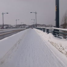 冬の余市橋（歩道部分）の様子